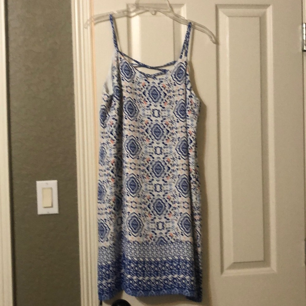 Blue spaghetti strap dress with strapped back